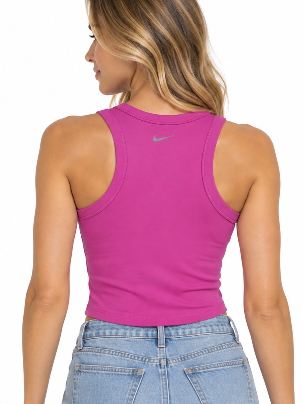Nike One Pink Fitted Women's Dri-FIT Cropped Tank Top Small